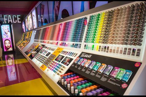 Products in the store are organised by type and colour